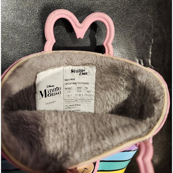 Minnie Mouse Girls Pink & Rainbow Rain Boots - Size 13/1 - Picture 12 of 16